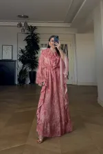 Shawl Patterned Batwing Sleeve Long Dress Shawl Patterned Batwing Sleeve Long Dress