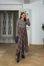 Desenli Şifon Midi Etek