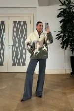 Desenli Polar Kadın Sweathirt