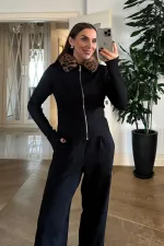 Suni Kürk Detaylı Fermuarlı Bluz