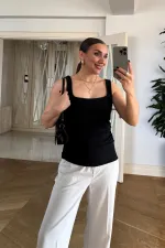 Askılı Büzgü Detaylı Kadın Atlet