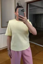 Vatkalı Kısa Kollu Basic Kadın Tişört