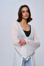 Bağlama Detaylı İnce Uzun Kadın Triko Hırka