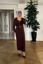 Kalp Yaka Uzun Kollu Elbise