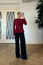 Kayık Yaka Uzun Kollu Bluz