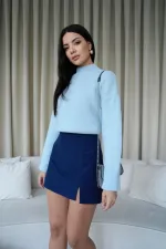 Yırtmaçlı Mini Kaşe Etek