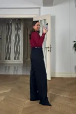 Beli Lastikli Pileli Palazzo Kadın Pantoln