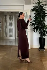 Kalp Yaka Uzun Kollu Elbise