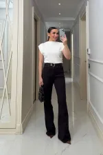 Vatkalı Asimetrik Sıfır Kol Bluz