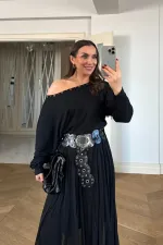 Kayık Yaka Uzun Kollu Bluz