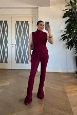 Asimetrik Kesim Bluz Pantolon Takım