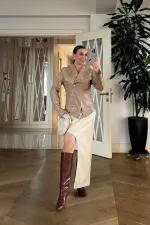 Suni Deri Çıtçıtlı Kadın Ceket