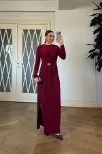 Drapeli Uzun Kollu Elbise