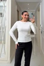 Chemisier à manches longues et col bateau