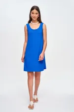 Askılı Fitilli Midi Elbise