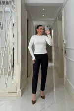 Chemisier à manches longues et col bateau