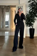 Women's Ribbed Trousers with Elastic Waistband