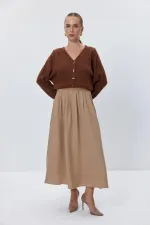 Beli Lastikli Midi Etek