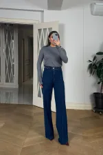 Dikiş Detaylı Denim Kadın Pantolon