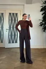 Şal Detaylı Uzun Kollu Bluz