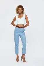 Beli Lastikli Kemerli Gabardin Kadın Pantolon