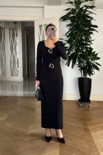 Kalp Yaka Uzun Kollu Elbise