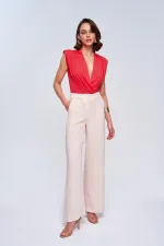 Yırtmaç Detaylı Bol Paça Kadın Pantolon