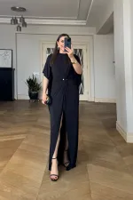 Batwing Sleeve Cape Detail Long Dress Batwing Sleeve Cape Detail Long Dress