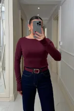 Kayık Yaka uzun Kollu Bluz