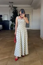 Square Neck Polka Dot Strappy Midi Dress Square Neck Polka Dot Strappy Midi Dress