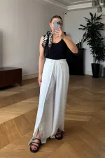 Beli Lastikli Yırtmaç Detaylı Kadın Pantolon