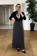 Puantiyeli Saten Uzun Etek