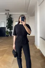 Bağlama Detaylı Kısa Kollu Bluz