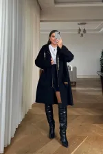 Kapüşonlu Buklet Kadın Ceket