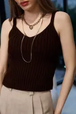 Fitilli Askılı Triko Bluz