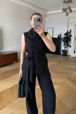 Sıfır Kol Bluz Pantolon Kadın Takım