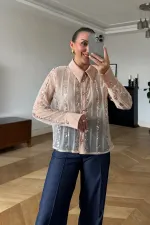 Transparan Tül Kadın Gömlek