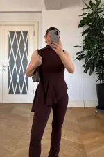 Asimetrik Kesim Bluz Pantolon Takım