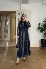 Desenli Dökümlü Şifon Elbise