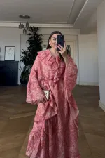 Shawl Patterned Batwing Sleeve Long Dress Shawl Patterned Batwing Sleeve Long Dress