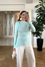 Vatkalı Asimetrik Uzun Kollu Bluz