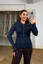 Çıtçıtlı Fitilli Triko Kazak