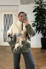 Desenli Polar Kadın Sweathirt