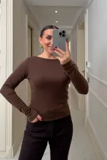 Kayık Yaka uzun Kollu Bluz