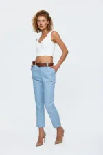 Beli Lastikli Kemerli Gabardin Kadın Pantolon