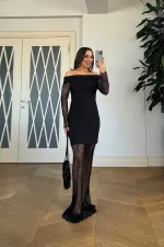 Madonna Yaka Dantel Detaylı Elbise