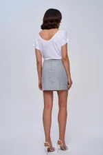 Düğme Detaylı Mini Etek