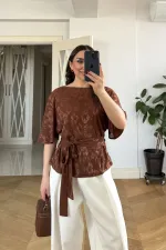 Bağlama Detaylı Kısa Kollu Bluz
