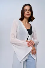 Bağlama Detaylı İnce Uzun Kadın Triko Hırka