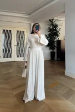 Pleated Detail Blouse and Pants Set Pleated Detail Blouse and Pants Set